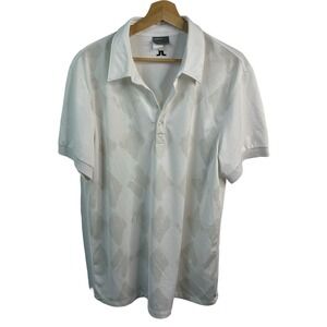 JLindeberd polo shirt mens sz XL white casulal gold Fieldsensor fabric short sle